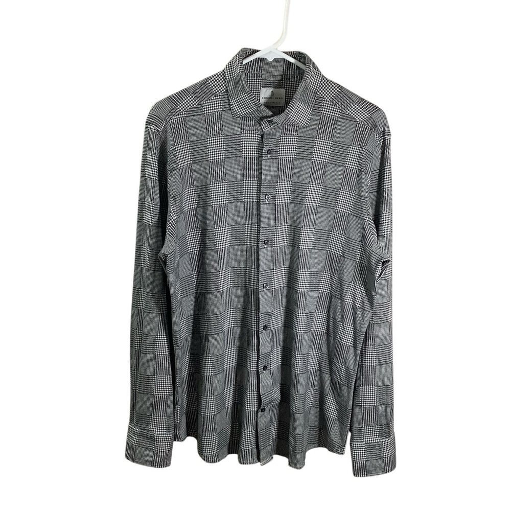 Emanuel Berg Houndstooth Casual Button Down Shirt Modern Fit